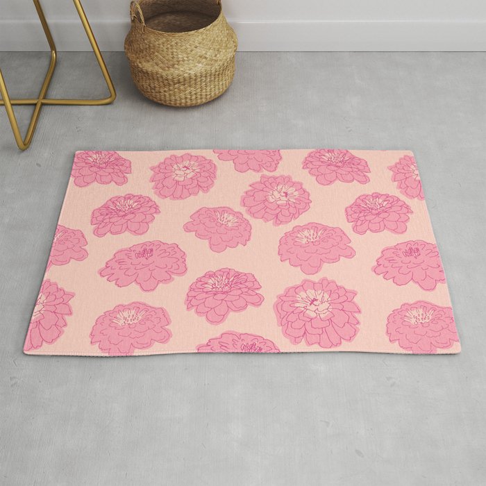 Zinnias in pink Rug Gallery Image 1