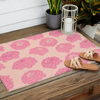 Zinnias in pink Outdoor Rug Gallery Image 2