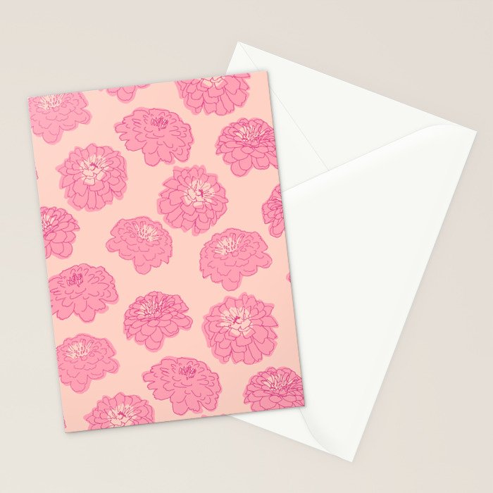 Zinnias in pink Stationery Card Gallery Image 2