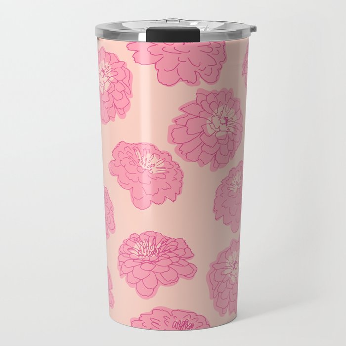 Zinnias in pink Travel Mug Gallery Image 1