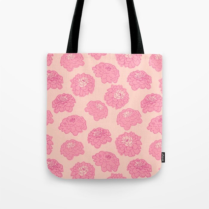 Zinnias in pink Tote Bag Gallery Image 1