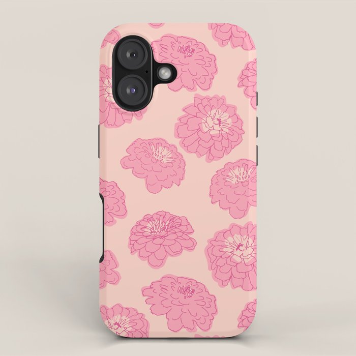 Zinnias in pink iPhone Case Gallery Image 1