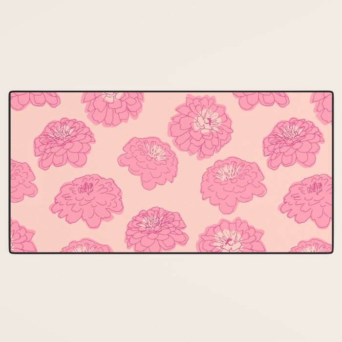 Zinnias in pink Desk Mat Gallery Image 3