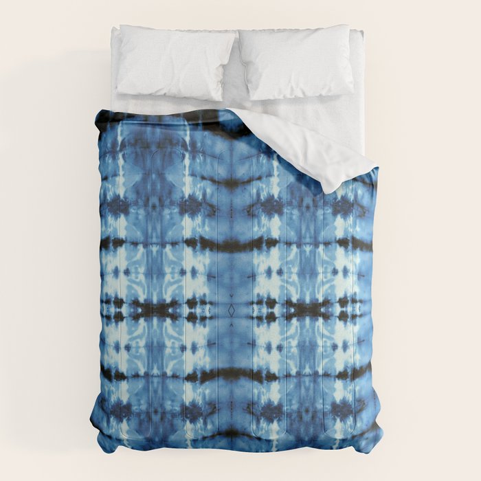 Indigo Satin Shibori Comforter Gallery Image 6