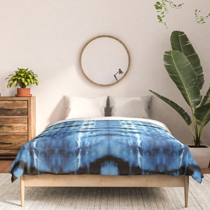 Indigo Satin Shibori Comforter Gallery Image 3