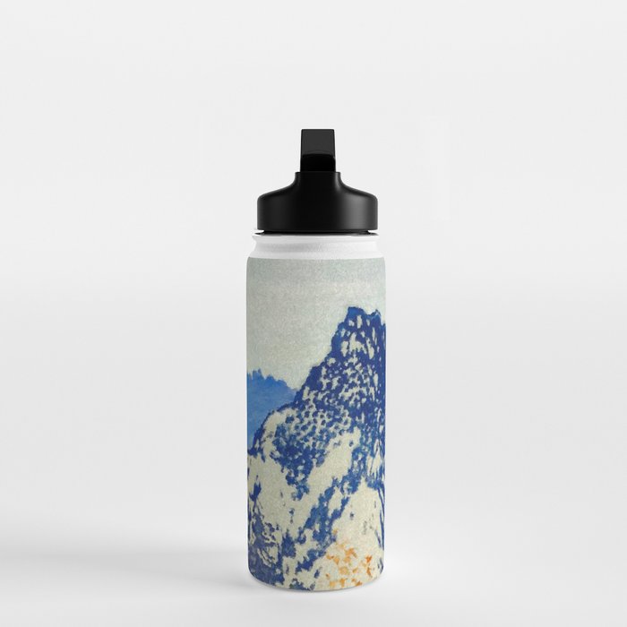  A Departure I - Mountain & Forest Nature Ukiyo Landscape in Blue, Green & Grey Water Bottle Gallery Image 3