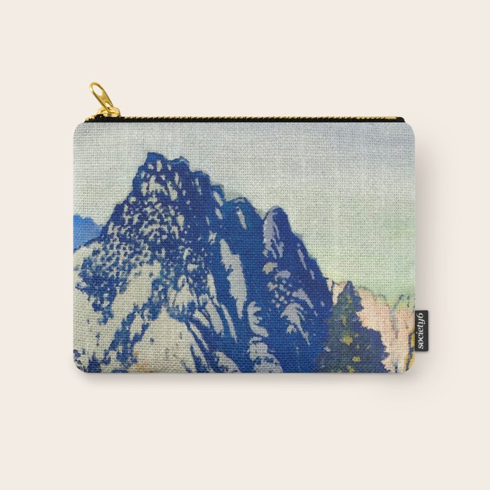  A Departure I - Mountain & Forest Nature Ukiyo Landscape in Blue, Green & Grey Carry All Pouch Gallery Image 1