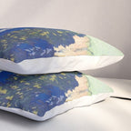  A Departure I - Mountain & Forest Nature Ukiyo Landscape in Blue, Green & Grey Pillow Sham Gallery Image 3