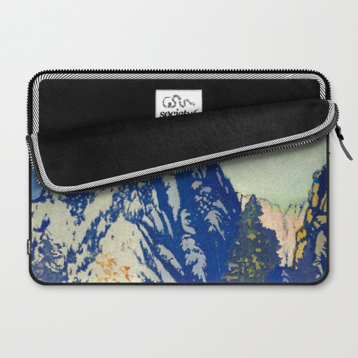  A Departure I - Mountain & Forest Nature Ukiyo Landscape in Blue, Green & Grey Laptop Sleeve Gallery Image 2
