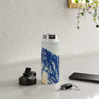  A Departure I - Mountain & Forest Nature Ukiyo Landscape in Blue, Green & Grey Water Bottle Gallery Image 4