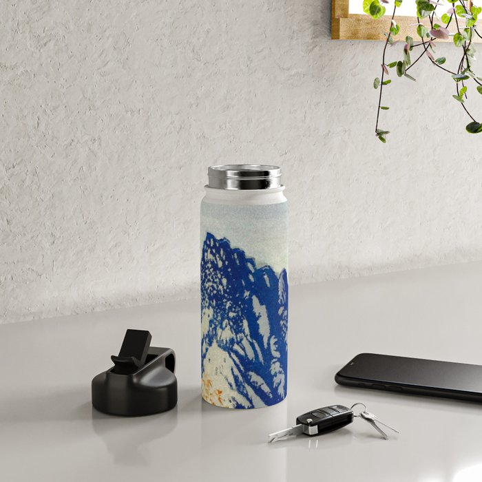  A Departure I - Mountain & Forest Nature Ukiyo Landscape in Blue, Green & Grey Water Bottle Gallery Image 4