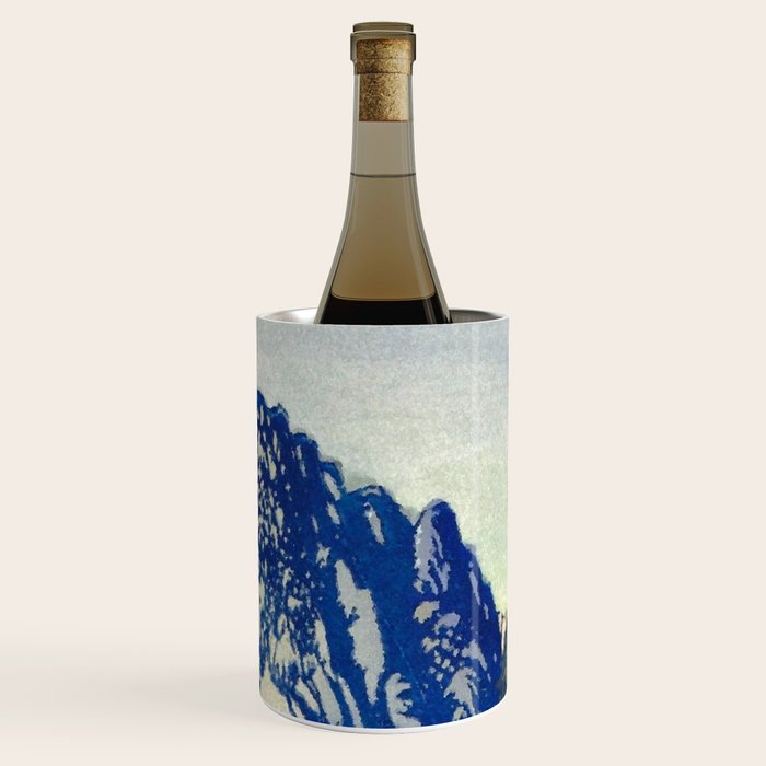  A Departure I - Mountain & Forest Nature Ukiyo Landscape in Blue, Green & Grey Wine Chiller Gallery Image 1