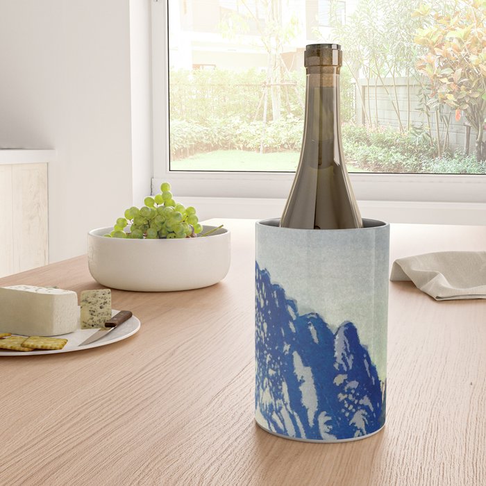 A Departure I - Mountain & Forest Nature Ukiyo Landscape in Blue, Green & Grey Wine Chiller Gallery Image 4