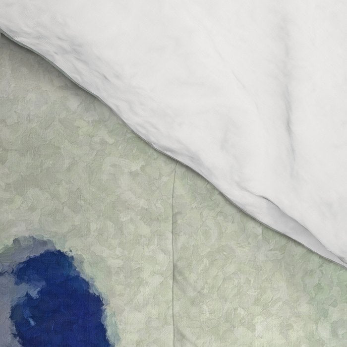  A Departure I - Mountain & Forest Nature Ukiyo Landscape in Blue, Green & Grey Comforter Gallery Image 4