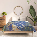  A Departure I - Mountain & Forest Nature Ukiyo Landscape in Blue, Green & Grey Comforter Gallery Image 3