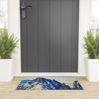  A Departure I - Mountain & Forest Nature Ukiyo Landscape in Blue, Green & Grey Welcome Mat Gallery Image 3