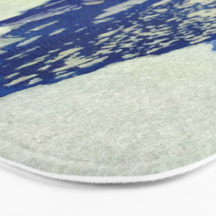  A Departure I - Mountain & Forest Nature Ukiyo Landscape in Blue, Green & Grey Bath Mat Gallery Image 3