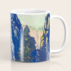  A Departure I - Mountain & Forest Nature Ukiyo Landscape in Blue, Green & Grey Coffee Mug Gallery Image 1