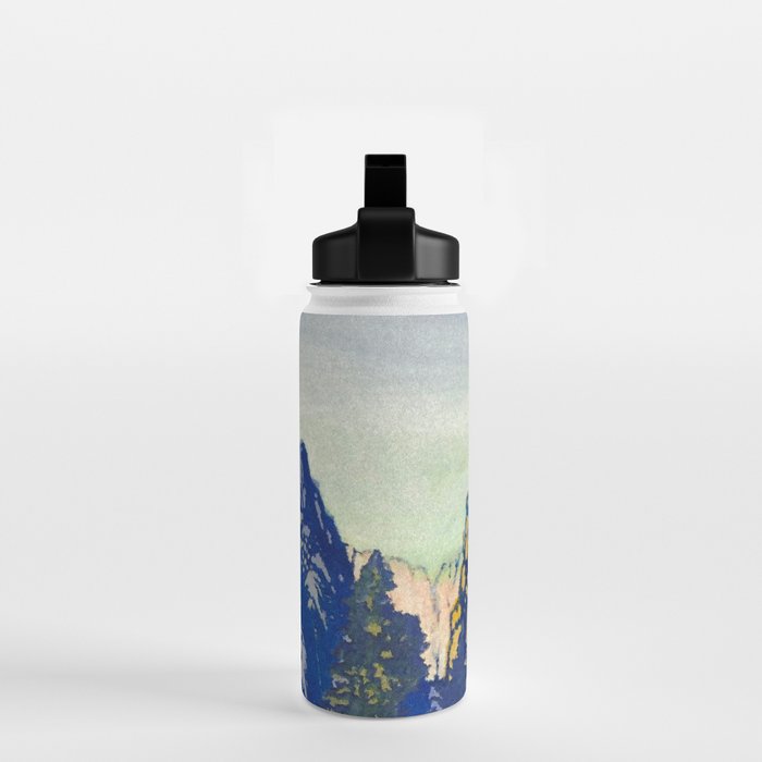  A Departure I - Mountain & Forest Nature Ukiyo Landscape in Blue, Green & Grey Water Bottle Gallery Image 2
