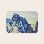  A Departure I - Mountain & Forest Nature Ukiyo Landscape in Blue, Green & Grey Bath Mat Gallery Image 1