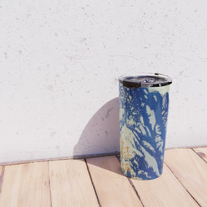  A Departure I - Mountain & Forest Nature Ukiyo Landscape in Blue, Green & Grey Travel Mug Gallery Image 4