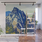 A Departure I - Mountain & Forest Nature Ukiyo Landscape in Blue, Green & Grey Wall Mural Gallery Image 1