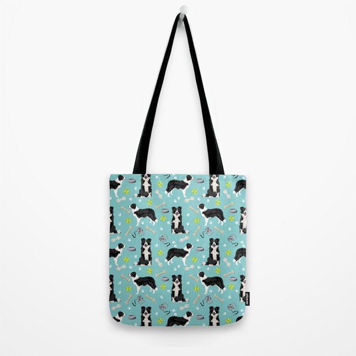 Border Collie tennis ball cute pet portrait by pet friendly dog patterns dog breed gifts Tote Bag Gallery Image 2