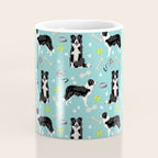 Border Collie tennis ball cute pet portrait by pet friendly dog patterns dog breed gifts Coffee Mug Gallery Image 4