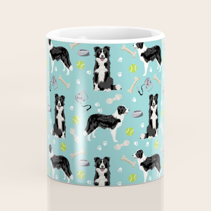 Border Collie tennis ball cute pet portrait by pet friendly dog patterns dog breed gifts Coffee Mug Gallery Image 4