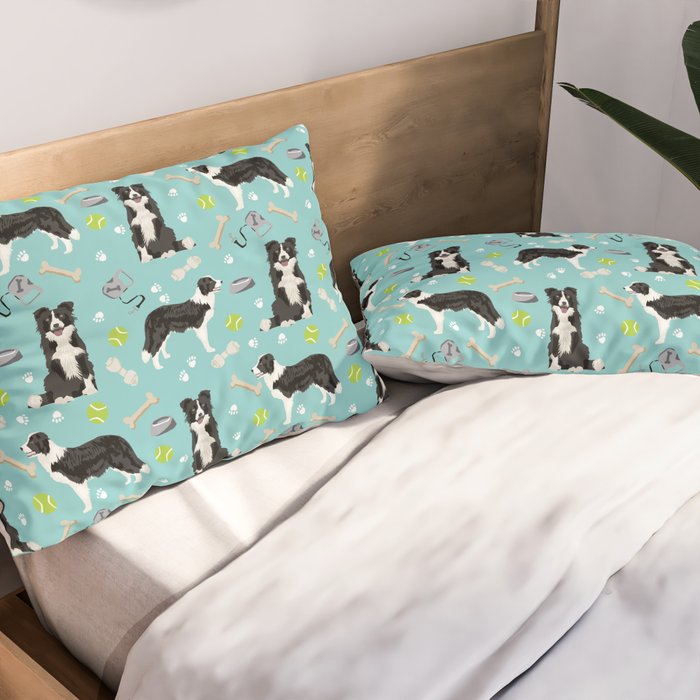 Border Collie tennis ball cute pet portrait by pet friendly dog patterns dog breed gifts Pillow Sham Gallery Image 2