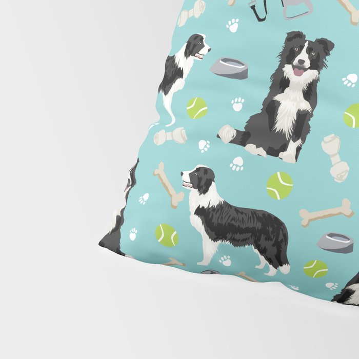 Border Collie tennis ball cute pet portrait by pet friendly dog patterns dog breed gifts Pillow Sham Gallery Image 4