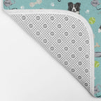 Border Collie tennis ball cute pet portrait by pet friendly dog patterns dog breed gifts Bath Mat Gallery Image 2
