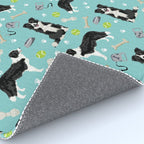 Border Collie tennis ball cute pet portrait by pet friendly dog patterns dog breed gifts Rug Gallery Image 4