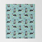 Border Collie tennis ball cute pet portrait by pet friendly dog patterns dog breed gifts Throw Blanket Gallery Image 2