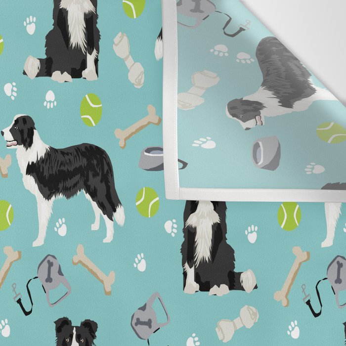Border Collie tennis ball cute pet portrait by pet friendly dog patterns dog breed gifts Wall Tapestry Gallery Image 3
