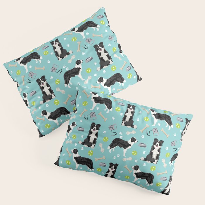 Border Collie tennis ball cute pet portrait by pet friendly dog patterns dog breed gifts Pillow Sham Gallery Image 1