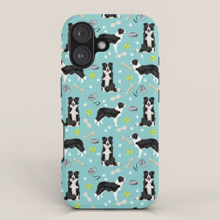 Border Collie tennis ball cute pet portrait by pet friendly dog patterns dog breed gifts iPhone Case Gallery Image 1