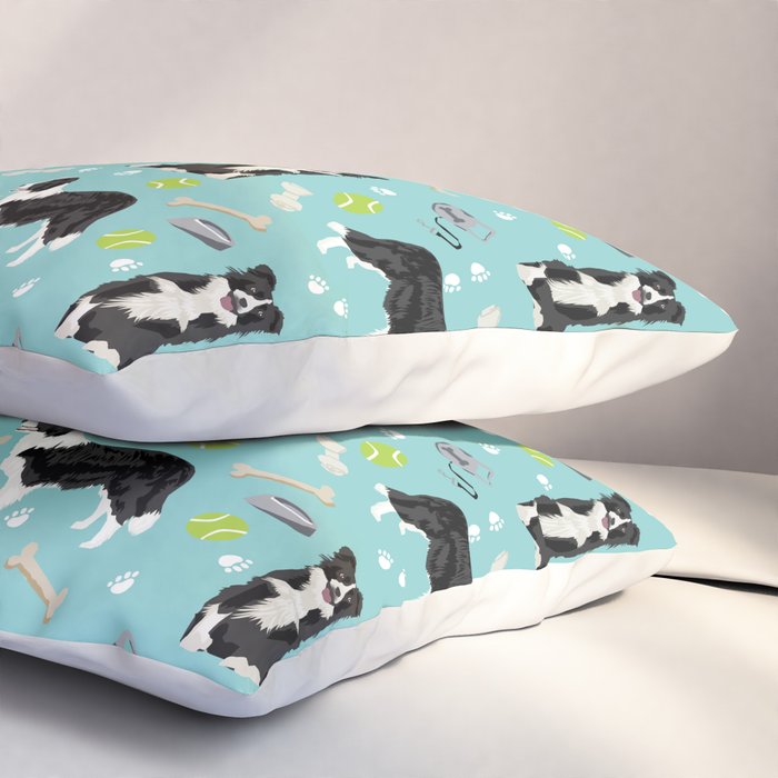 Border Collie tennis ball cute pet portrait by pet friendly dog patterns dog breed gifts Pillow Sham Gallery Image 3
