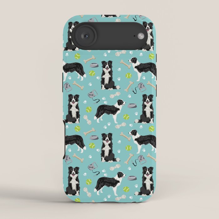 Border Collie tennis ball cute pet portrait by pet friendly dog patterns dog breed gifts iPhone Case Gallery Image 2