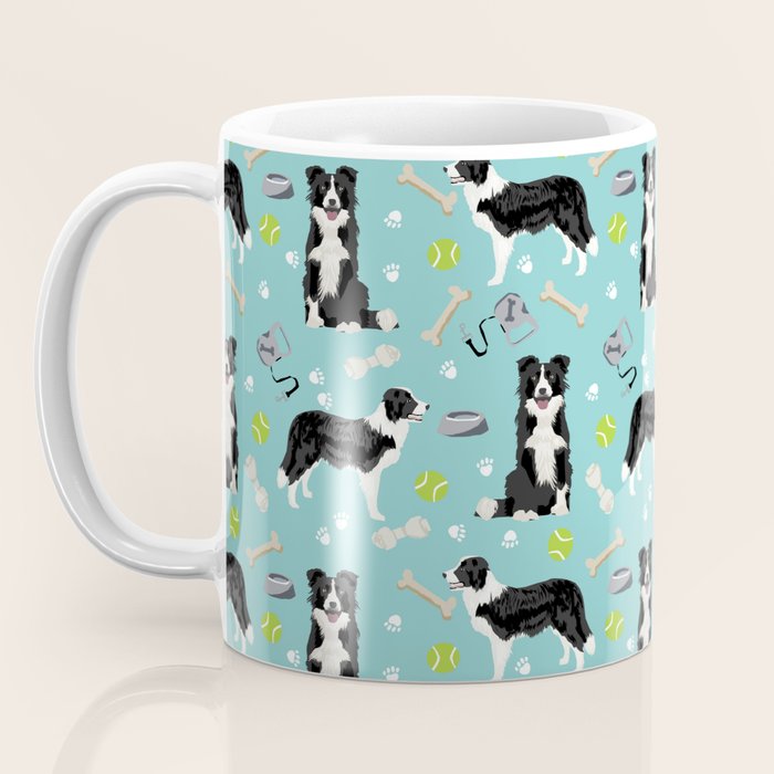 Border Collie tennis ball cute pet portrait by pet friendly dog patterns dog breed gifts Coffee Mug Gallery Image 3