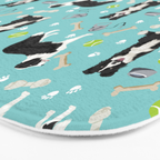 Border Collie tennis ball cute pet portrait by pet friendly dog patterns dog breed gifts Bath Mat Gallery Image 3
