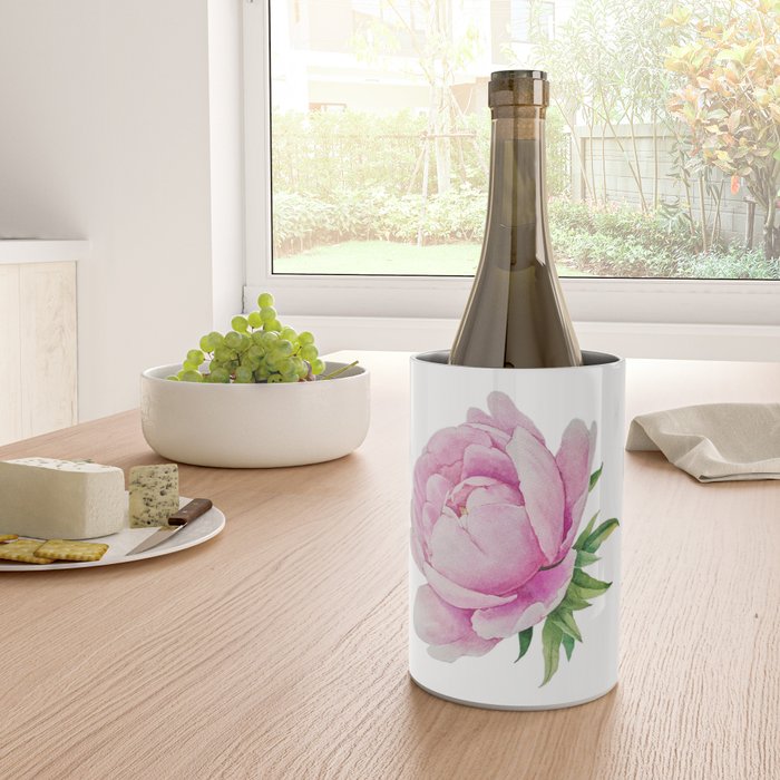Peony flower painted in watercolor Wine Chiller Gallery Image 4