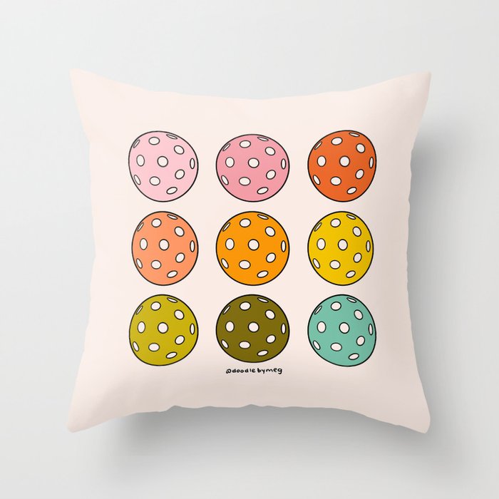 Rainbow Pickleballs Throw Pillow Gallery Image 6