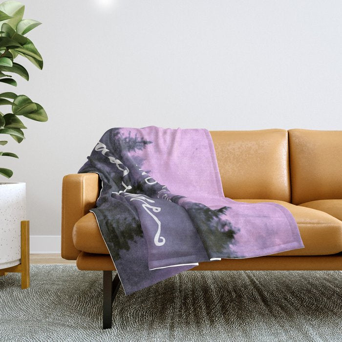 And So The Adventure Begins Pink Forest Throw Blanket Gallery Image 1