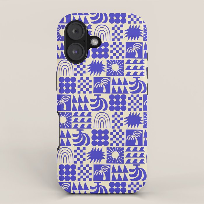 Abstract blue tropical mosaic art pattern iPhone Case Gallery Image 1