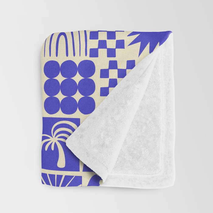 Abstract blue tropical mosaic art pattern Throw Blanket Gallery Image 3