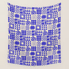 Abstract blue tropical mosaic art pattern Wall Tapestry Gallery Image 4