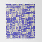Abstract blue tropical mosaic art pattern Throw Blanket Gallery Image 2