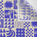 Abstract blue tropical mosaic art pattern Wall Tapestry Gallery Image 3