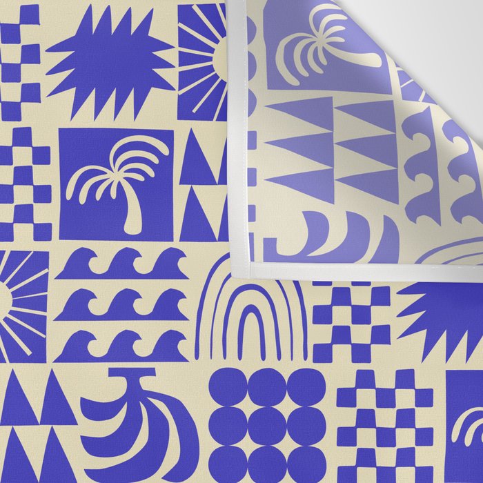 Abstract blue tropical mosaic art pattern Wall Tapestry Gallery Image 3